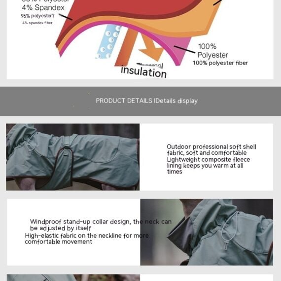 Outdoor Soft Shell Waterproof Windproof Warm Dog Soft Shell Jacket